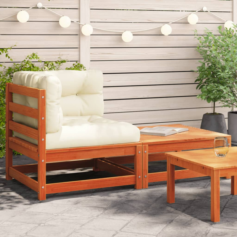 Garten-Ecksofa mit Kissen und Hocker