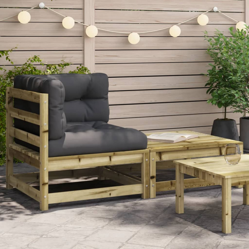 Garten-Ecksofa mit Kissen und Hocker