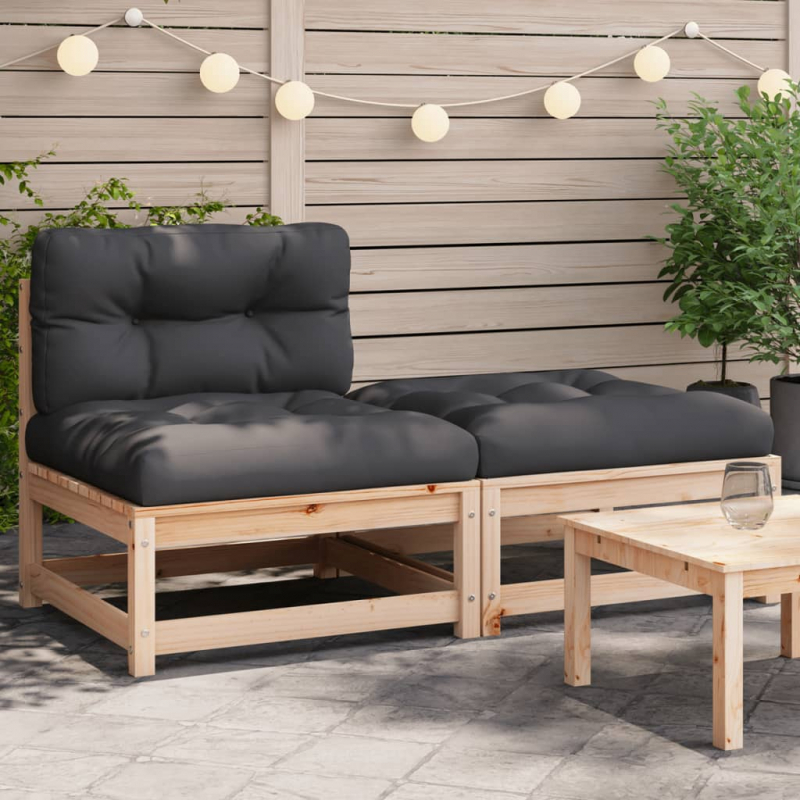 Gartensofa ohne Armlehnen mit Kissen und Hocker