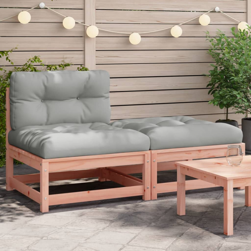 Gartensofa ohne Armlehnen mit Kissen und Hocker