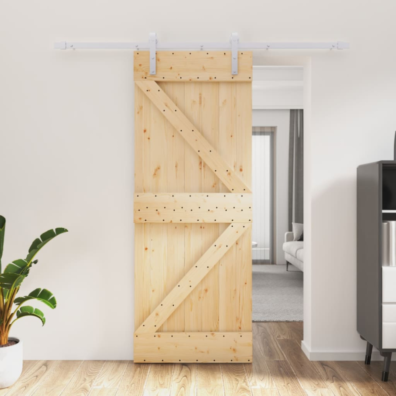 Schiebetür mit Beschlag 80x210 cm Massivholz Kiefer