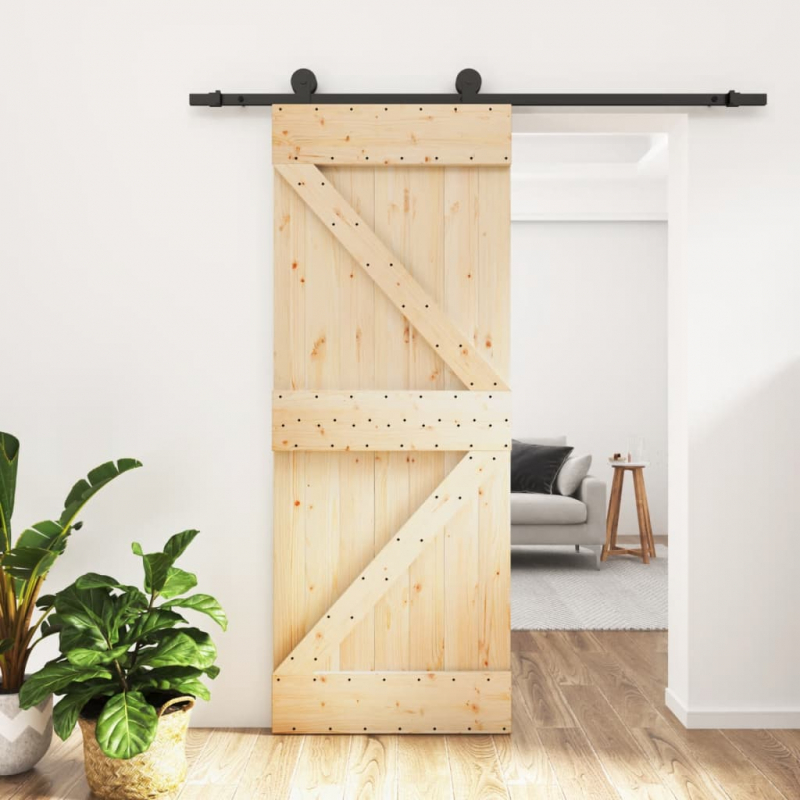 Schiebetür mit Beschlag 70x210 cm Massivholz Kiefer