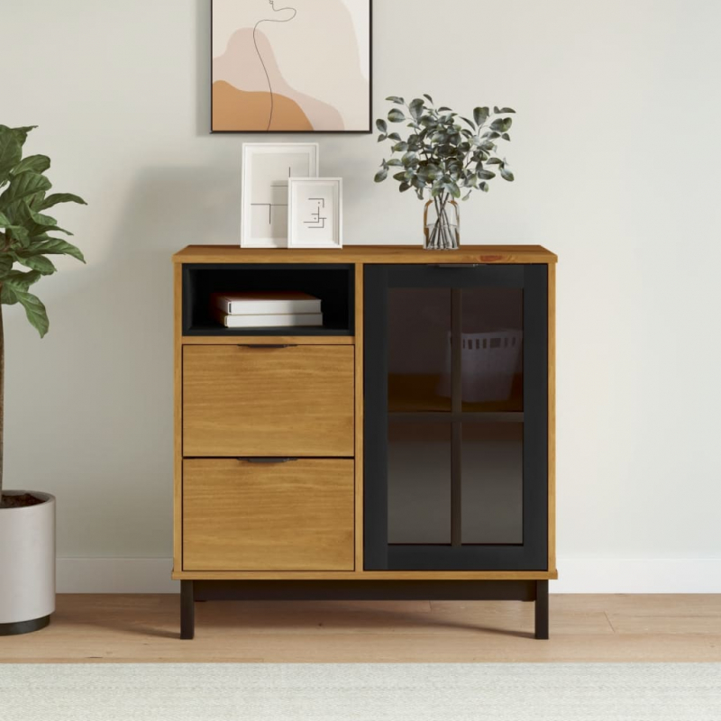 Sideboard mit Glastür FLAM 80x40x80 cm Massivholz Kiefer