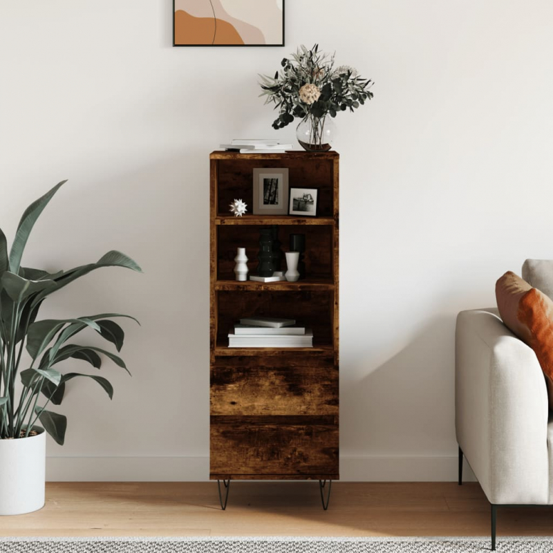 Highboard Räuchereiche 40x36x110 cm Holzwerkstoff