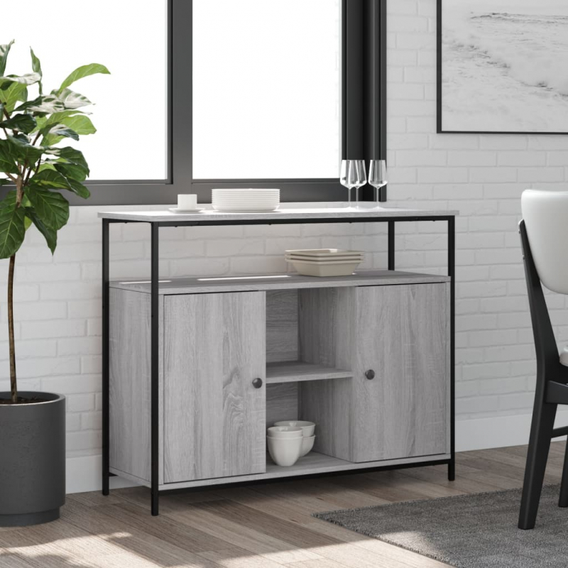 Sideboard Grau Sonoma 100x35x80 cm Holzwerkstoff