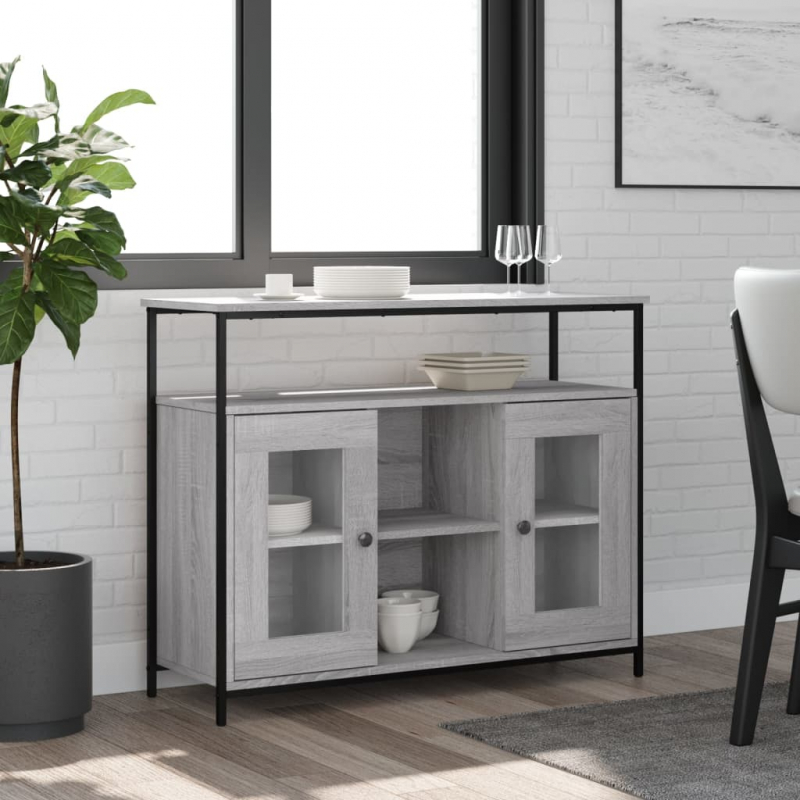 Sideboard Grau Sonoma 100x35x80 cm Holzwerkstoff