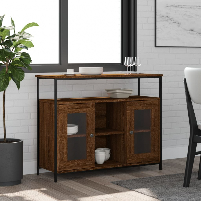 Sideboard Braun Eichen-Optik 100x35x80 cm Holzwerkstoff