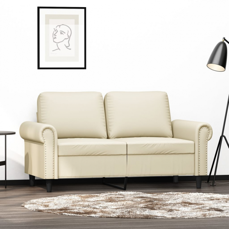 2-Sitzer-Sofa Creme 120 cm Kunstleder