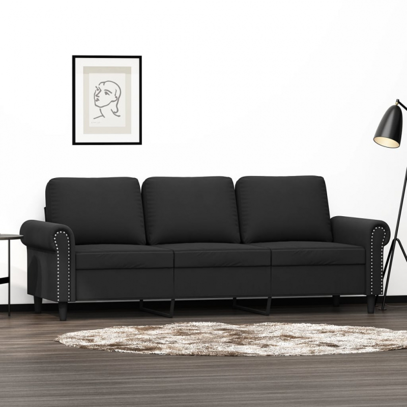 3-Sitzer-Sofa Schwarz 180 cm Samt