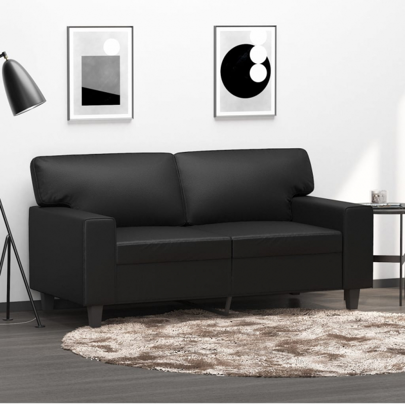 2-Sitzer-Sofa Schwarz 120 cm Kunstleder