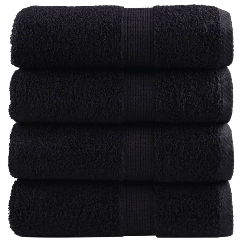 Premium-Gästetücher SOLUND 4 Stk. Schwarz 30x50 cm 600 g/m²