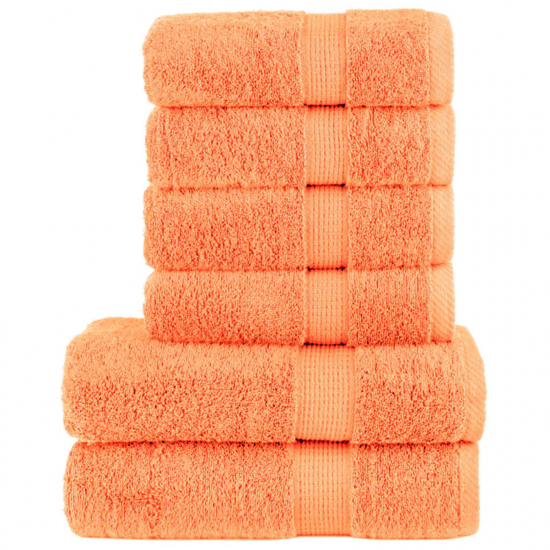 6 tlg. Premium-Handtuch-Set Orange 600 g/m² 100% Baumwolle