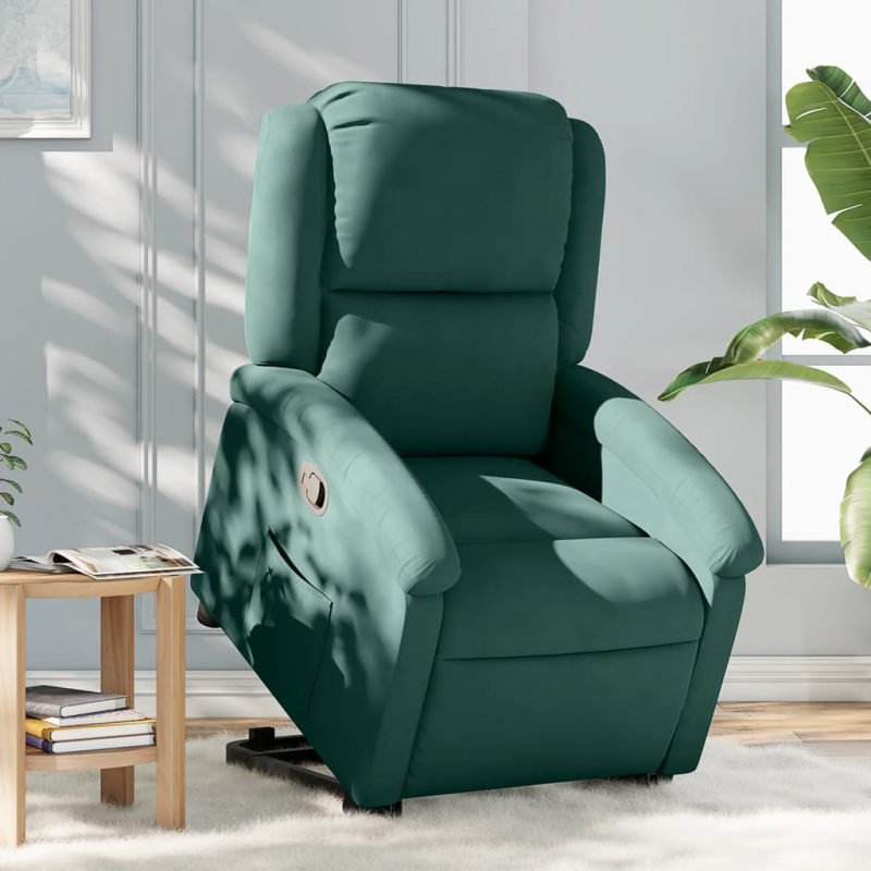 Relaxsessel mit Aufstehhilfe Dunkelgrün Samt