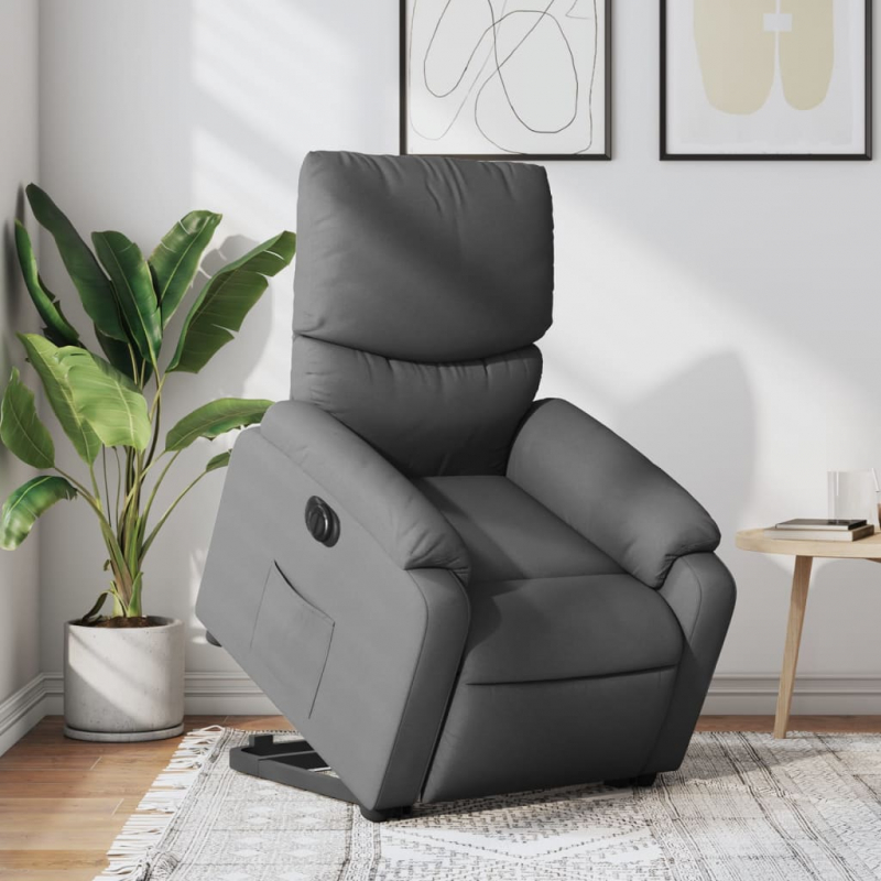 Relaxsessel mit Aufstehhilfe Elektrisch Dunkelgrau Stoff