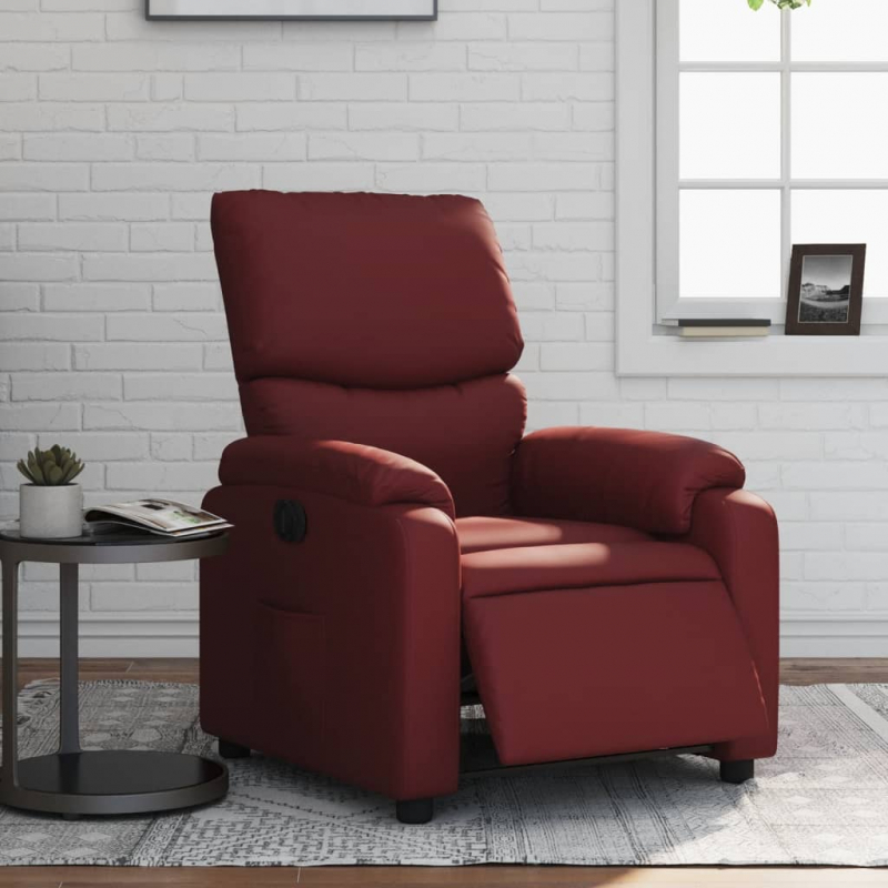 Relaxsessel Elektrisch Weinrot Kunstleder