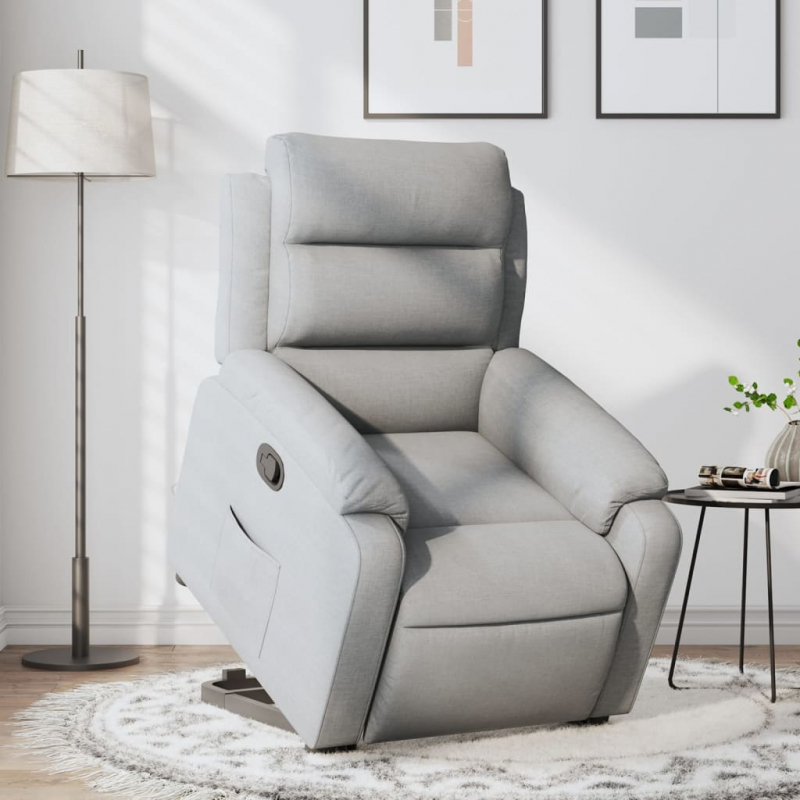 Relaxsessel mit Aufstehhilfe Hellgrau Stoff