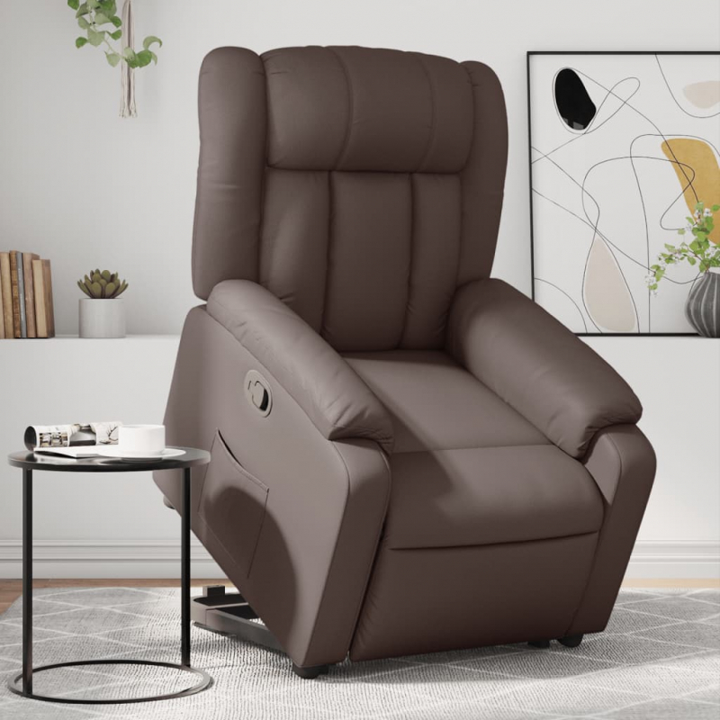 Relaxsessel mit Aufstehhilfe Braun Kunstleder