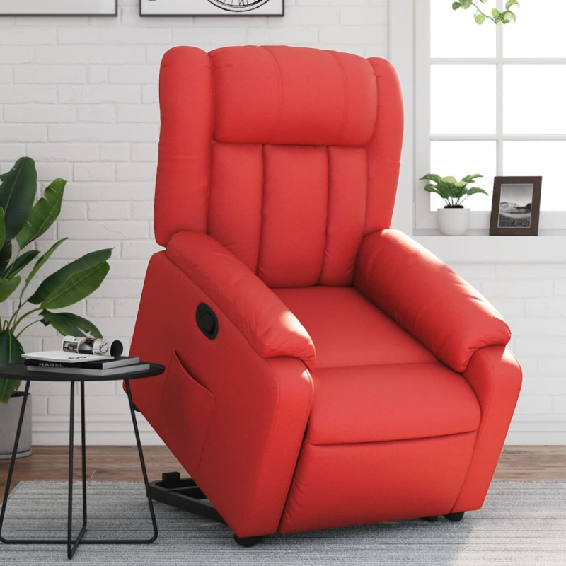 Relaxsessel mit Aufstehhilfe Rot Kunstleder