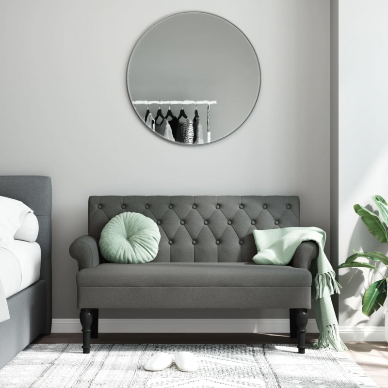 Sitzbank mit Rückenlehne Dunkelgrau 120x62x75,5 cm Stoff