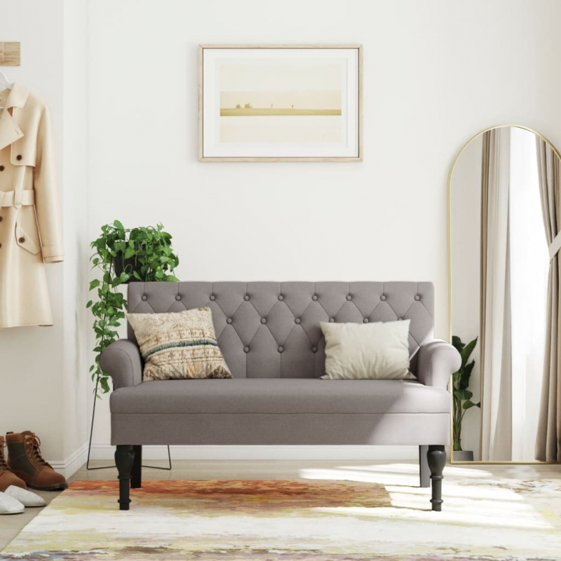 Sitzbank mit Rückenlehne Taupe 120x62x75,5 cm Stoff