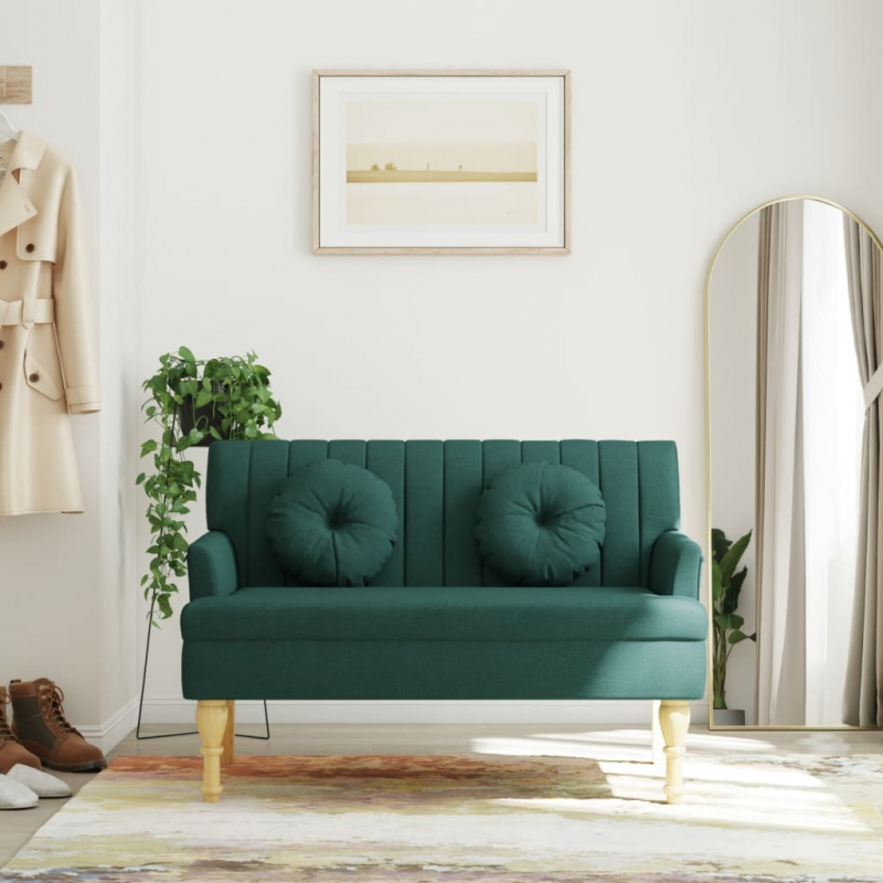 Sitzbank mit Kissen Dunkelgrün 113x64,5x75,5 cm Stoff