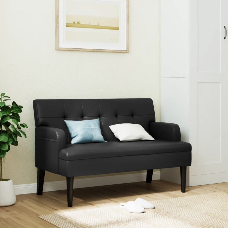 Sitzbank mit Rückenlehne Schwarz 112x65,5x75 cm Kunstleder