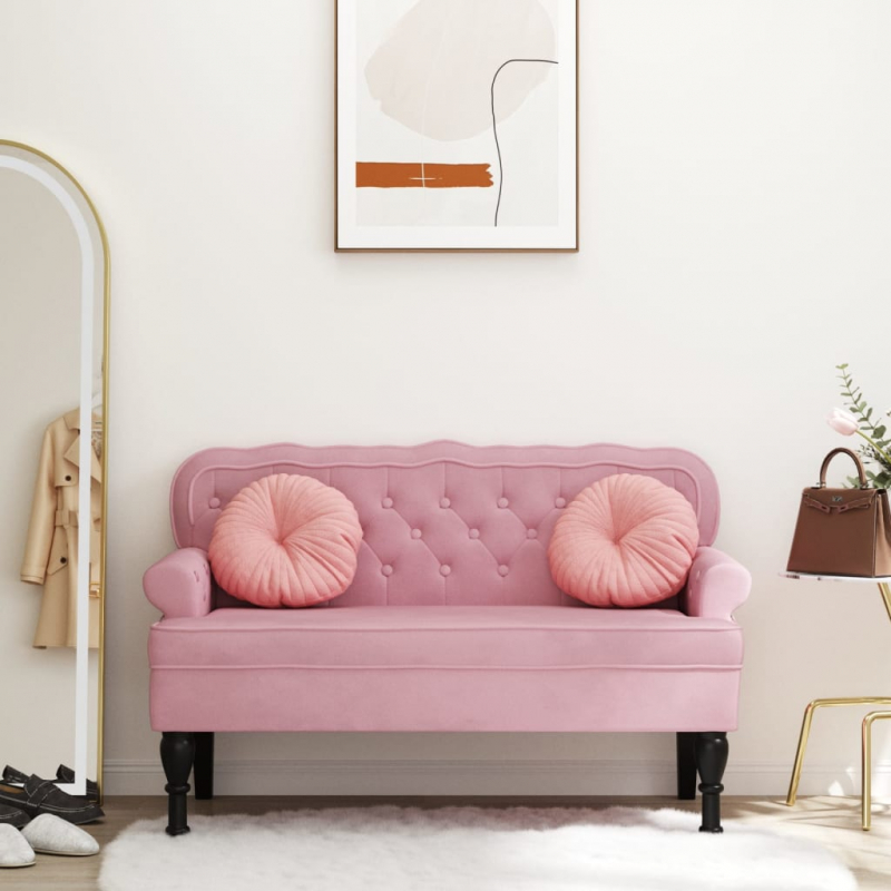 Sitzbank mit Rückenlehne Rosa 119,5x64,5x75 cm Samt