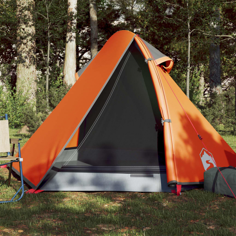 Campingzelt 2 Personen Grau & Orange 267x154x117 cm 185T Taft