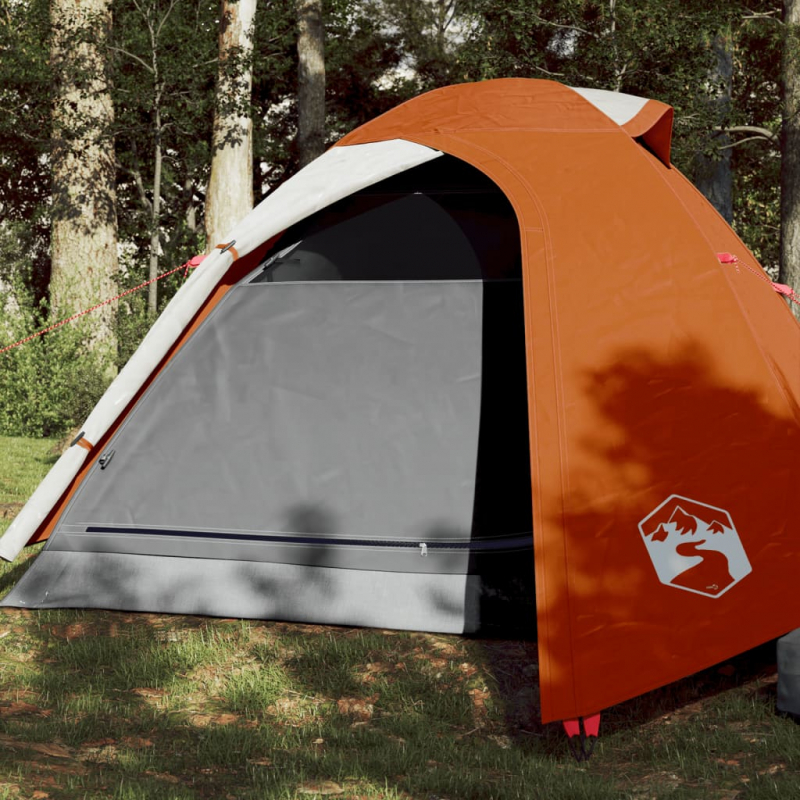 Campingzelt 2 Personen Grau & Orange 264x210x125 cm 185T Taft