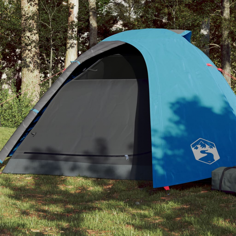 Campingzelt 4 Personen Blau 267x272x145 cm 185T Taft