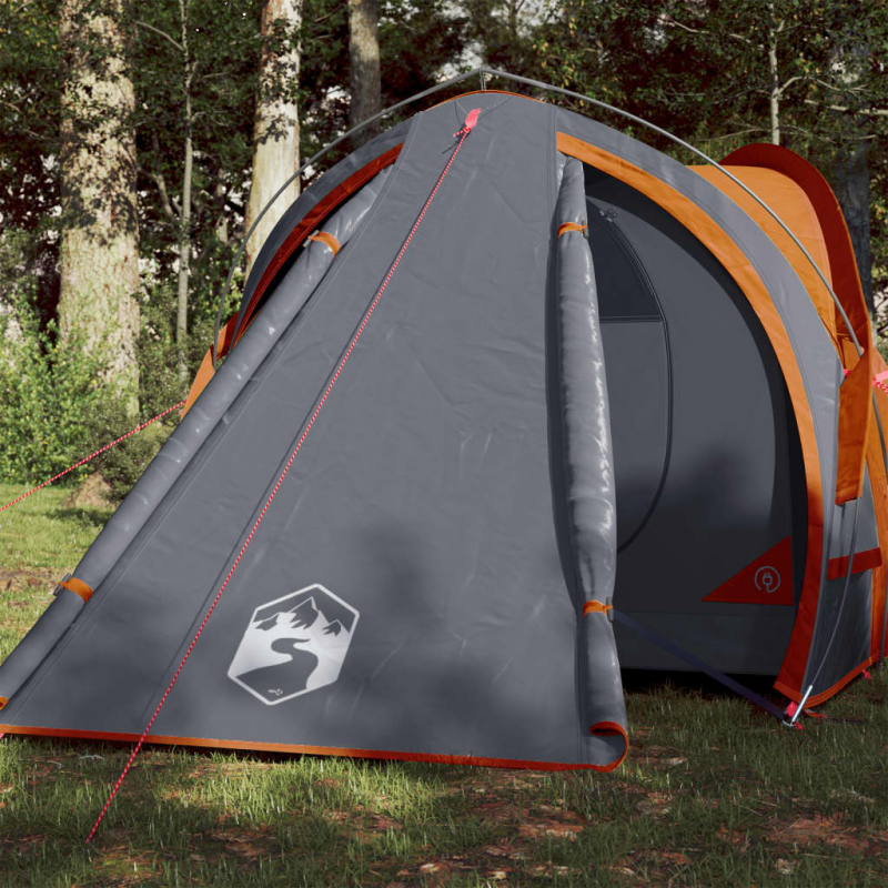 Campingzelt 2 Personen Grau & Orange 320x140x120 cm 185T Taft