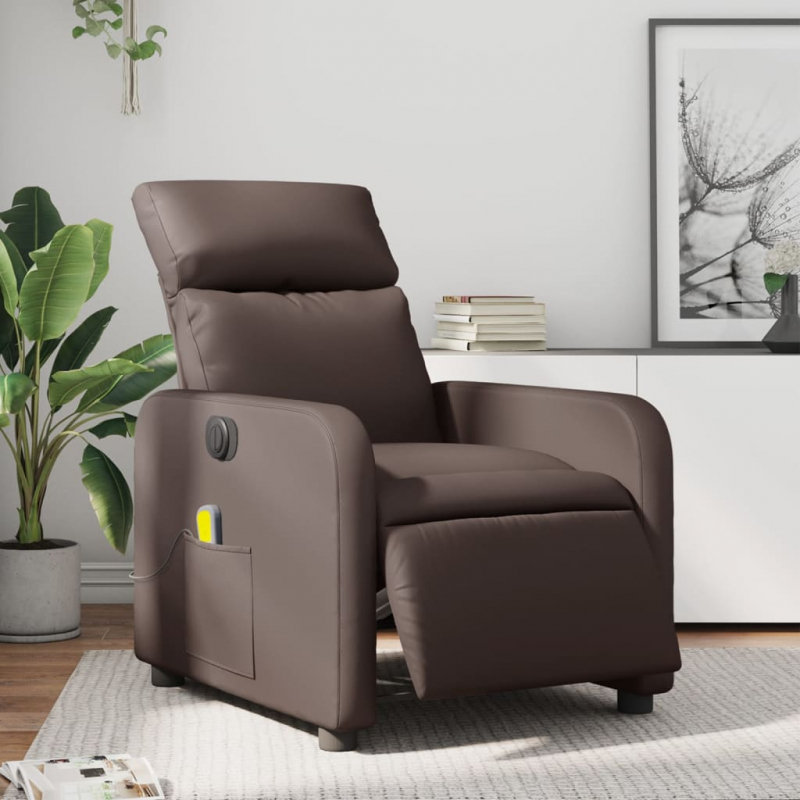 Massagesessel Elektrisch Braun Kunstleder