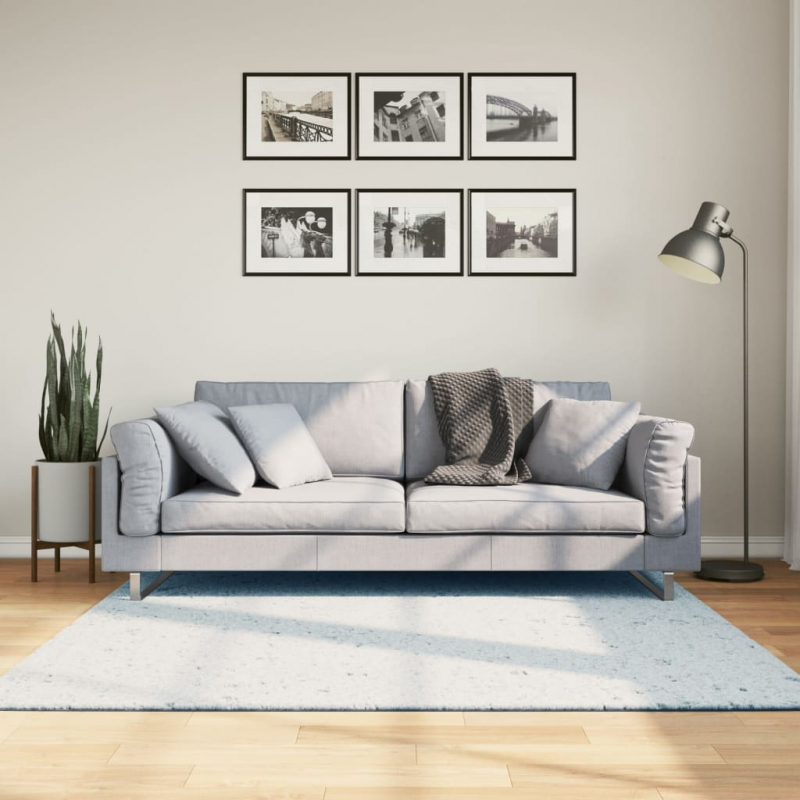 Teppich HUARTE Kurzflor Weich und Waschbar Blau 160x160 cm