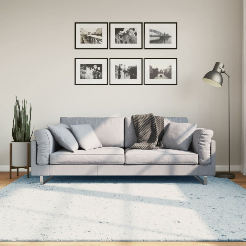Teppich HUARTE Kurzflor Weich und Waschbar Blau 200x200 cm