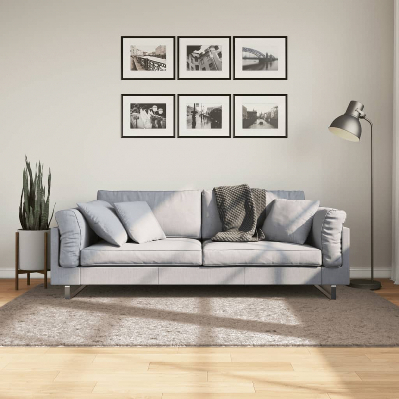 Shaggy-Teppich PAMPLONA Hochflor Modern Beige 140x200 cm