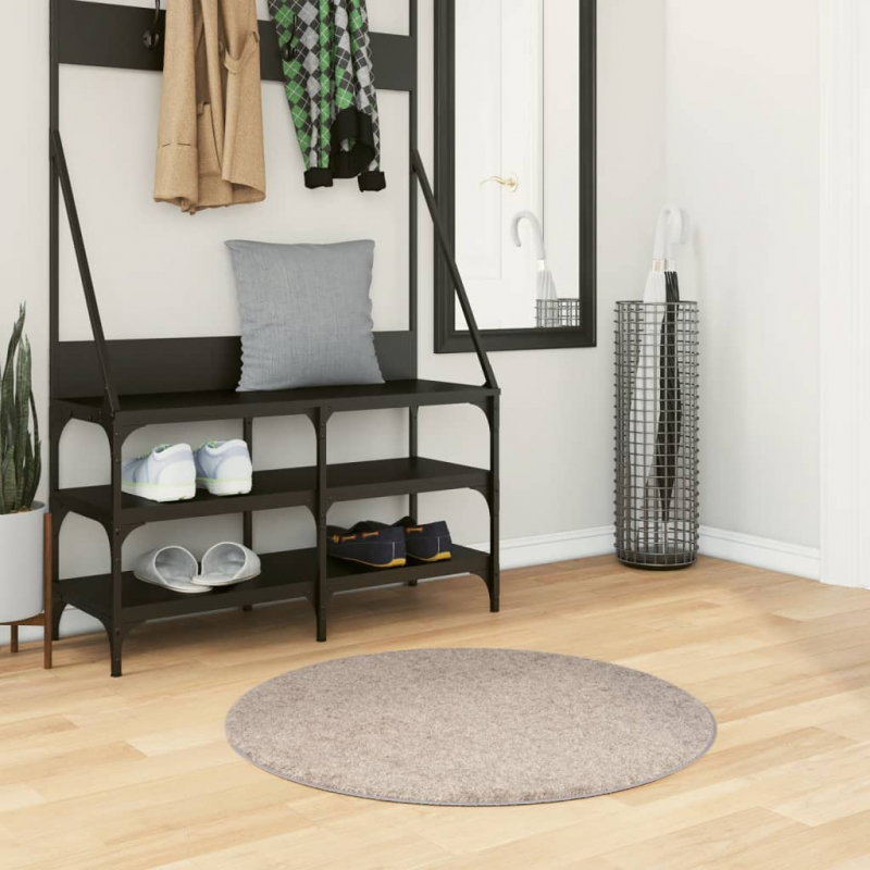 Shaggy-Teppich PAMPLONA Hochflor Modern Beige Ø 80 cm