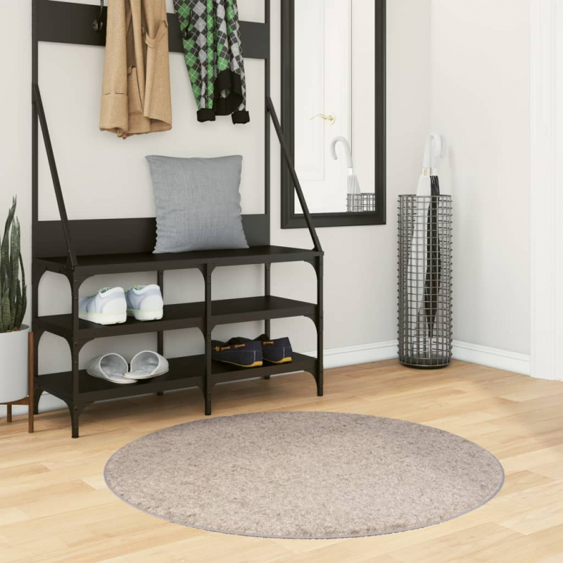 Shaggy-Teppich PAMPLONA Hochflor Modern Beige Ø 100 cm