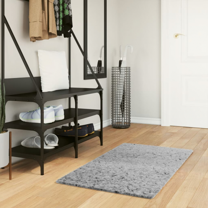 Shaggy-Teppich PAMPLONA Hochflor Modern Grau 60x110 cm