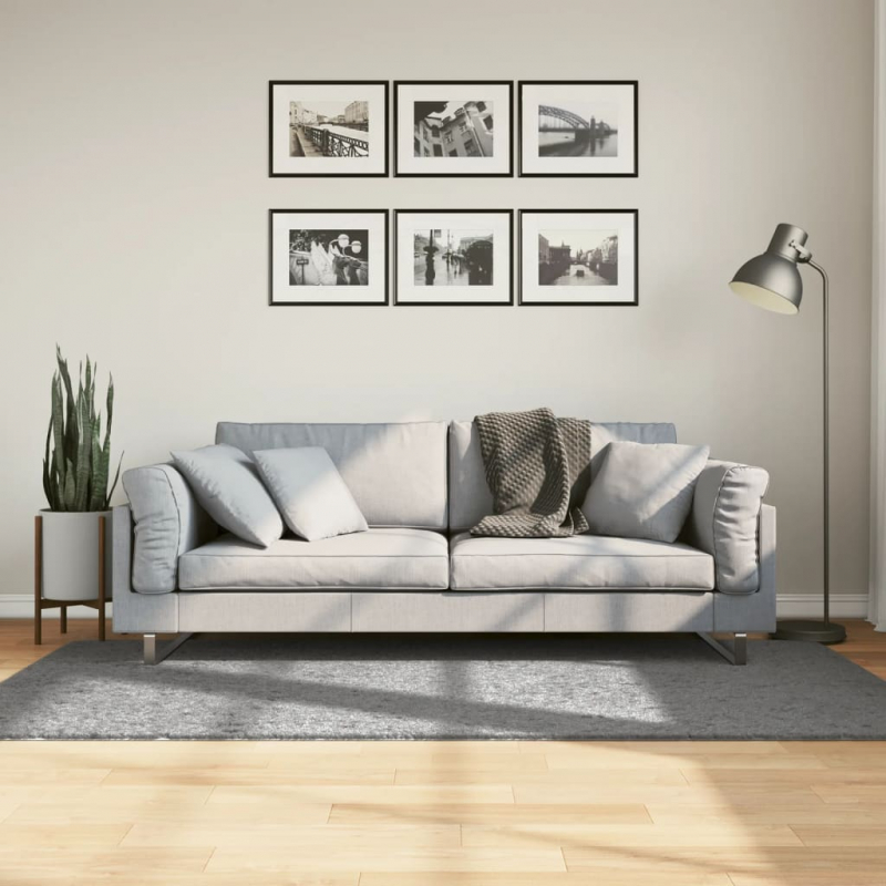 Shaggy-Teppich PAMPLONA Hochflor Modern Grau 100x200 cm