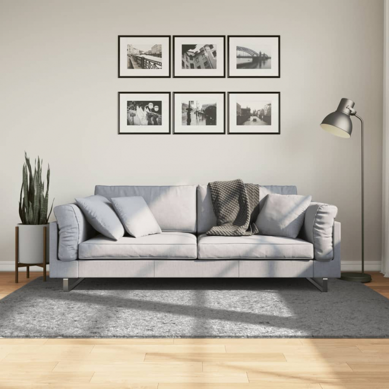 Shaggy-Teppich PAMPLONA Hochflor Modern Grau 140x200 cm