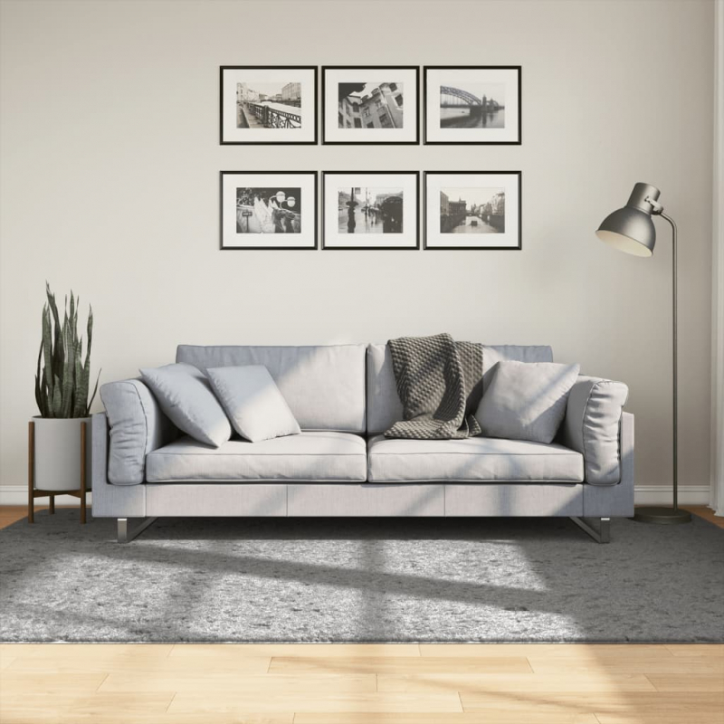Shaggy-Teppich PAMPLONA Hochflor Modern Grau 160x230 cm