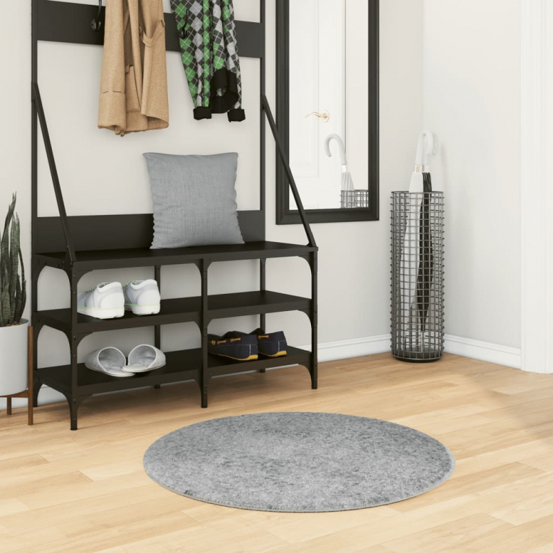 Shaggy-Teppich PAMPLONA Hochflor Modern Grau Ø 80 cm