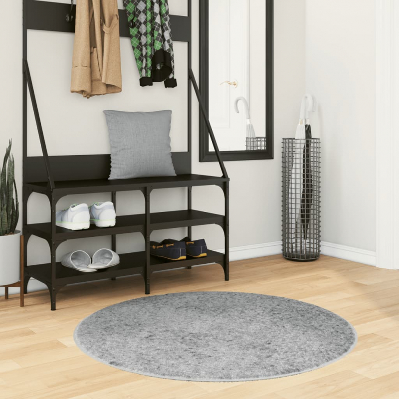 Shaggy-Teppich PAMPLONA Hochflor Modern Grau Ø 100 cm