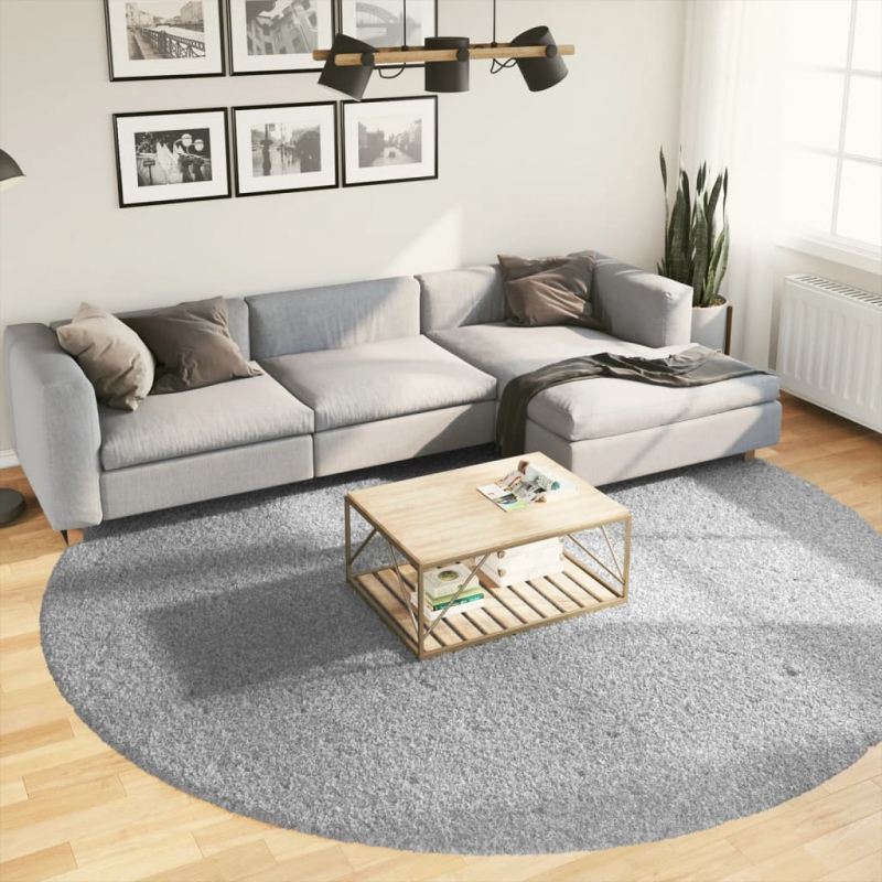 Shaggy-Teppich PAMPLONA Hochflor Modern Grau Ø 280 cm