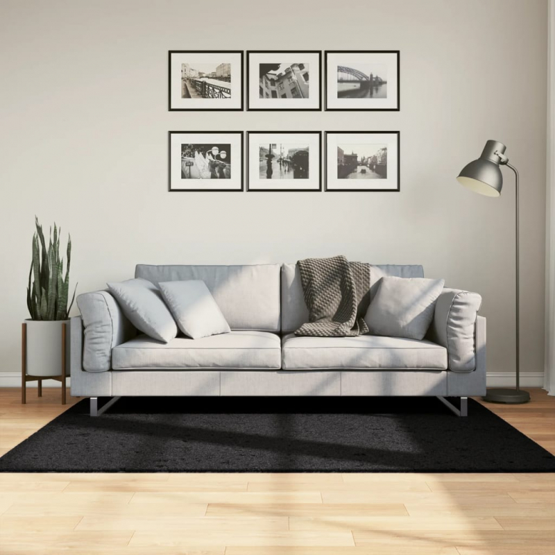 Shaggy-Teppich PAMPLONA Hochflor Modern Schwarz 120x170 cm
