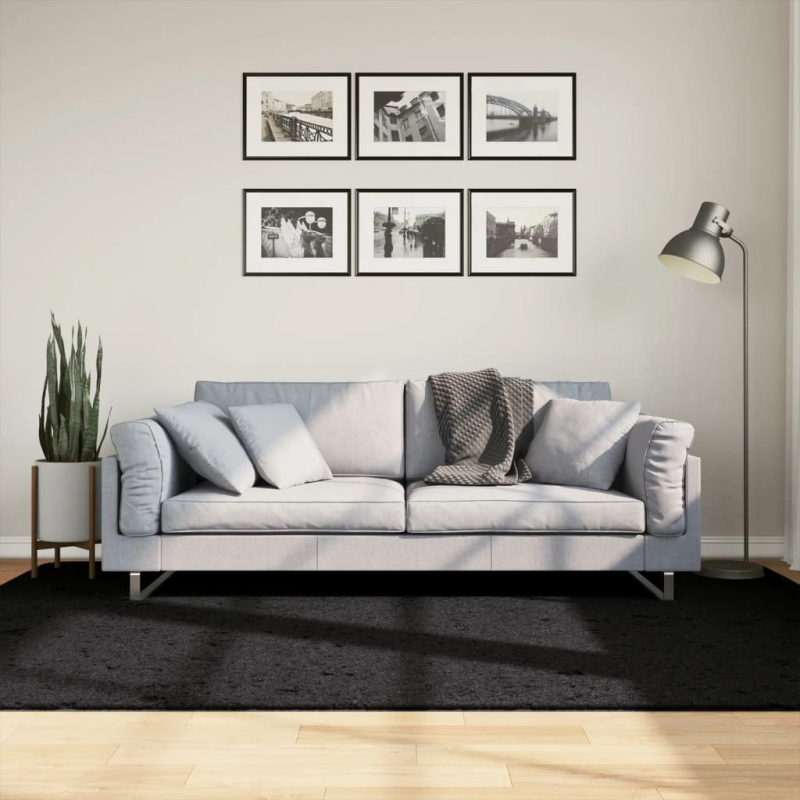 Shaggy-Teppich PAMPLONA Hochflor Modern Schwarz 160x230 cm