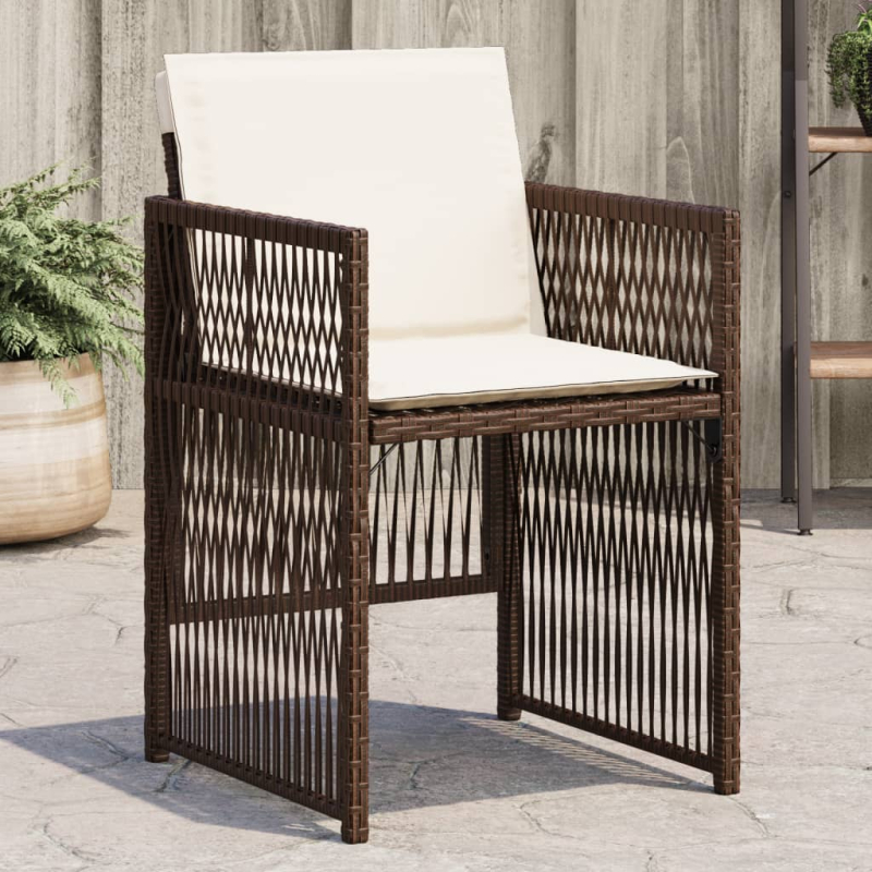 Gartenstühle mit Kissen 4 Stk. Braun Poly Rattan