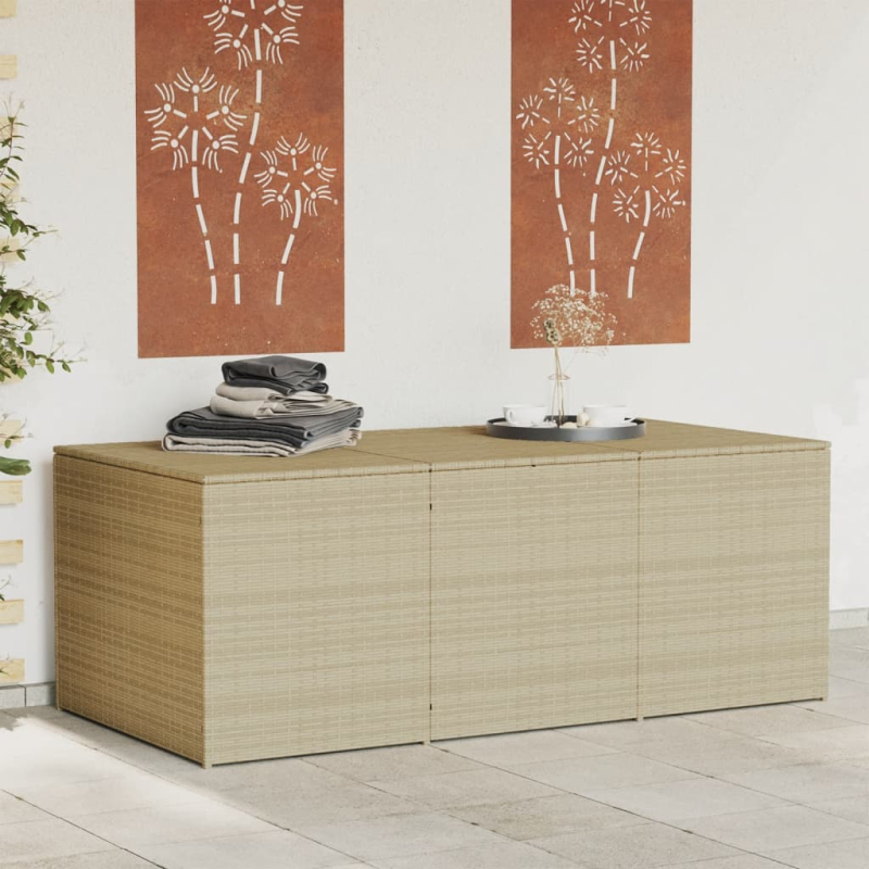 Gartentruhe Beige 984L Poly Rattan