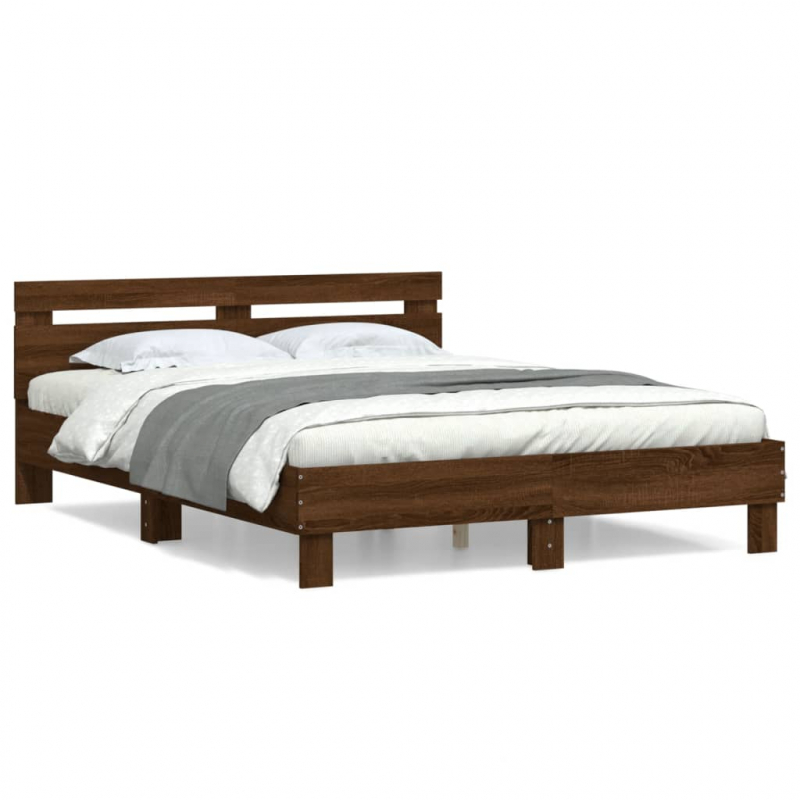 Bettgestell mit Kopfteil Braun Eichen-Optik 140x200 cm