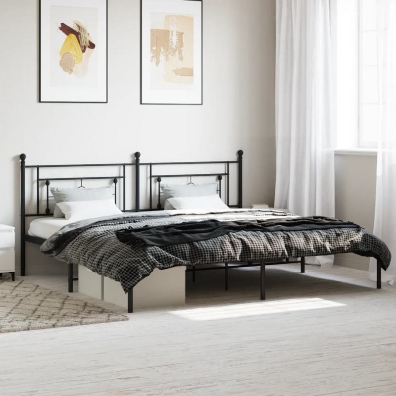 Bettgestell mit Kopfteil Metall Schwarz 193x203 cm